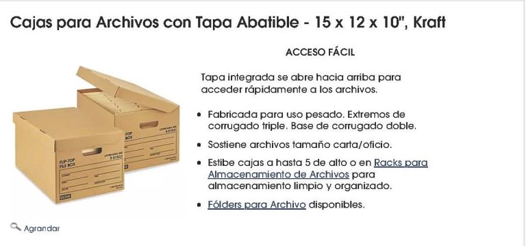 Cajas para Archivos con Tapa Abatible - 15 x 12 x 10
