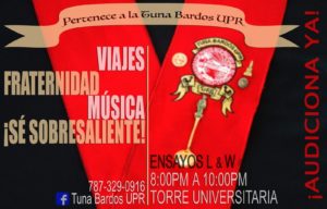 Flyer de audicones Tuna Bardos UPR