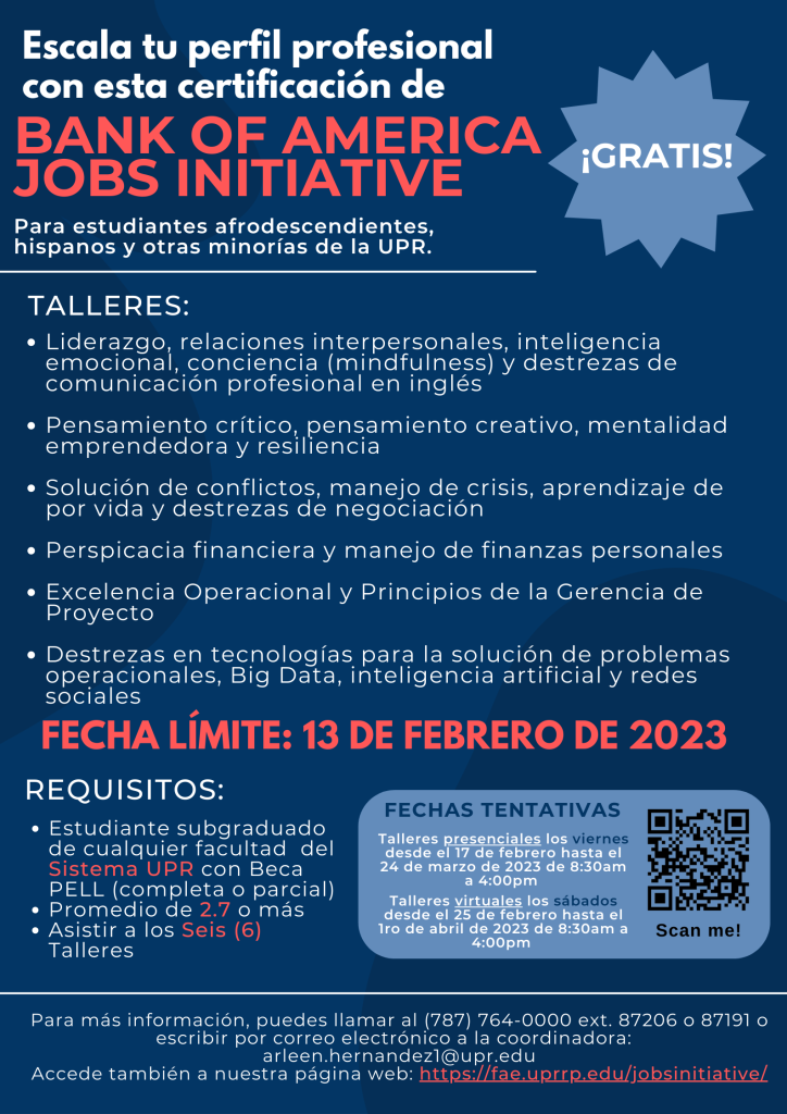 Anuncio sobre Certificación de Bank of America Jobs Initiative