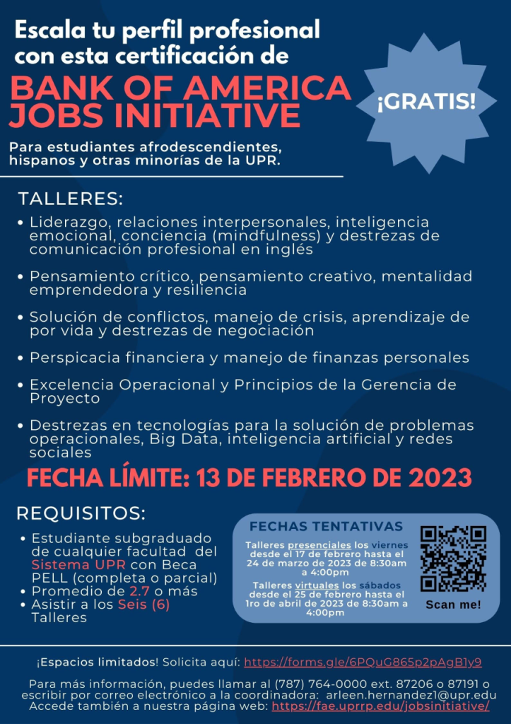 Certificado Profesional de Bank of America Jobs Initiative