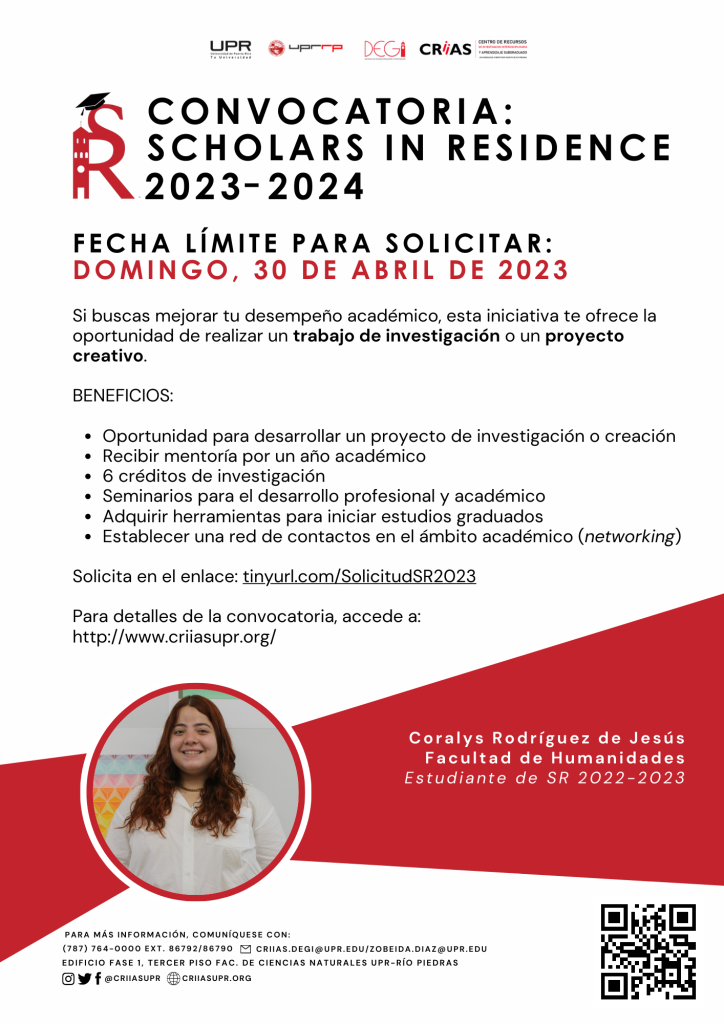 Anuncio de la convocatoria del scholars in residence 2023-2024