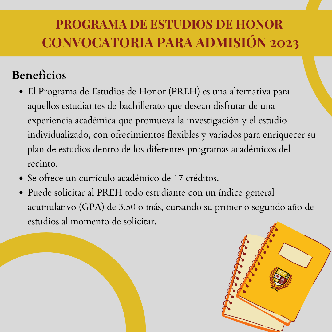 Anuncio sobre programa de estudios de honor