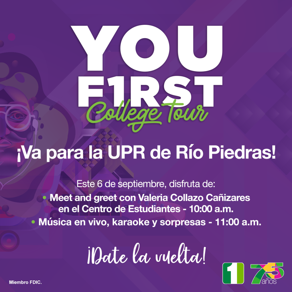 Anuncio de actividad del First College Tour en el Centro Universitario el 6 de septiembre