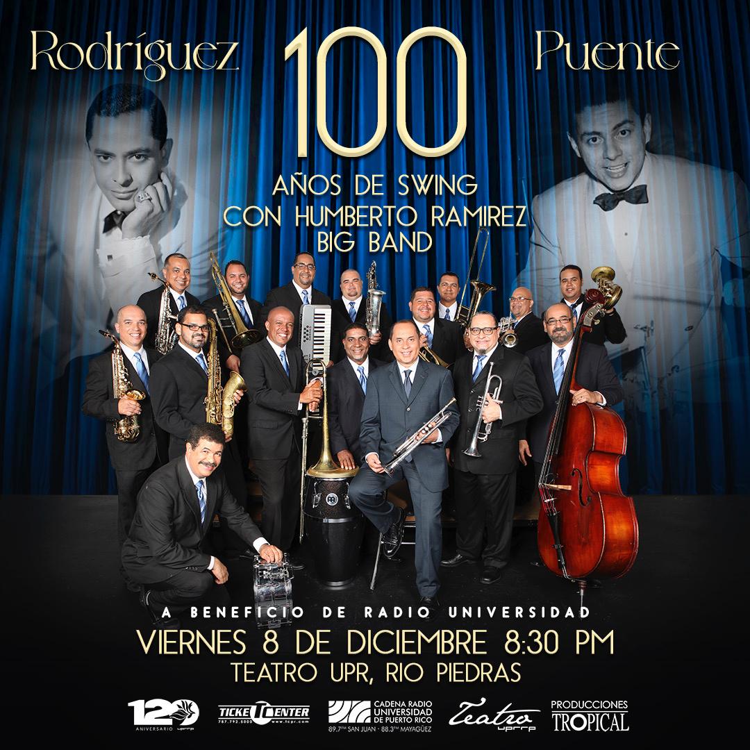 Anuncio del concierto “Puente & Rodríguez: 100 años de swing” con Humberto Ramírez y su Big Band