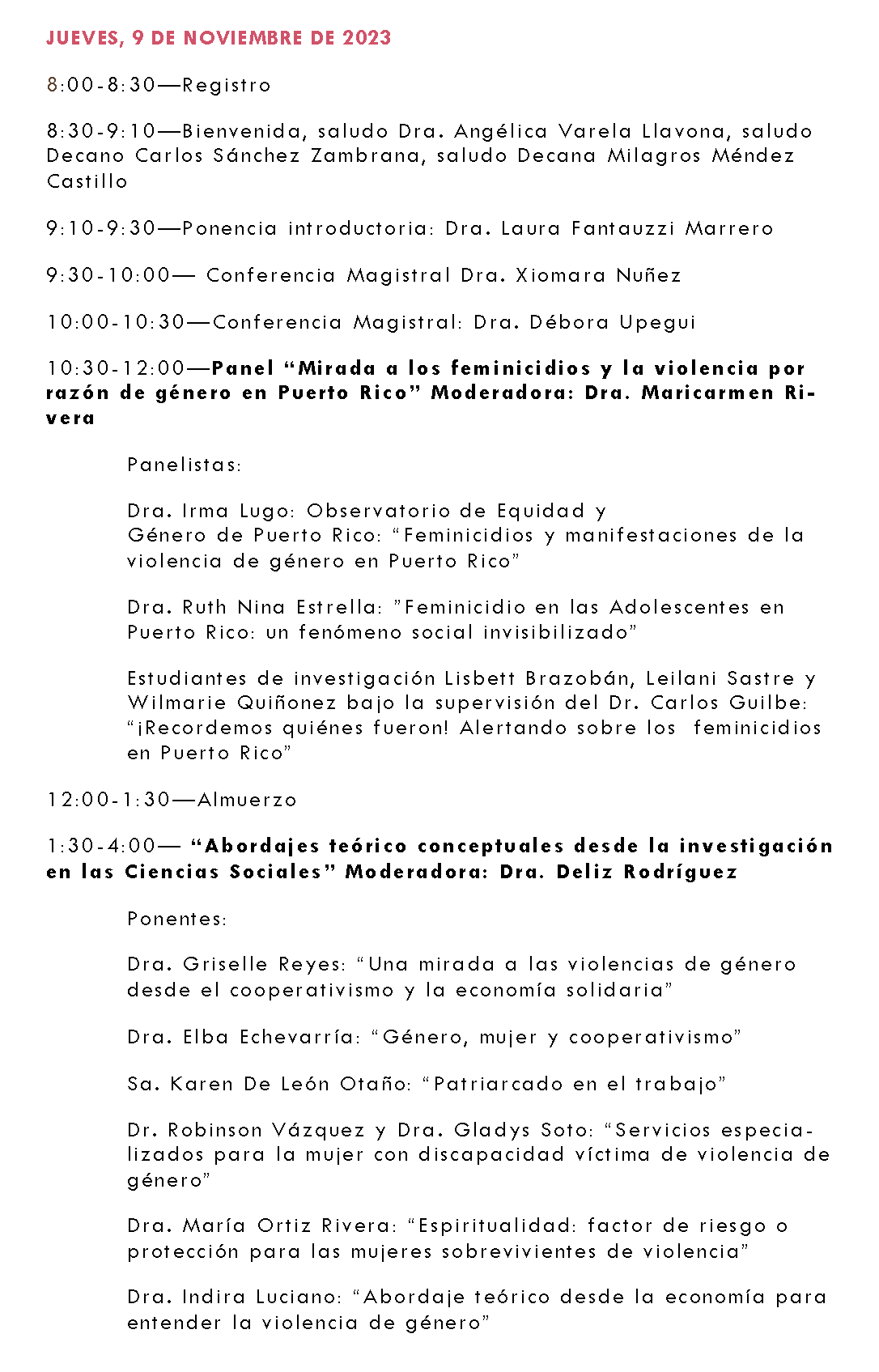 Programa de la Cumbre de Ciencias Sociales