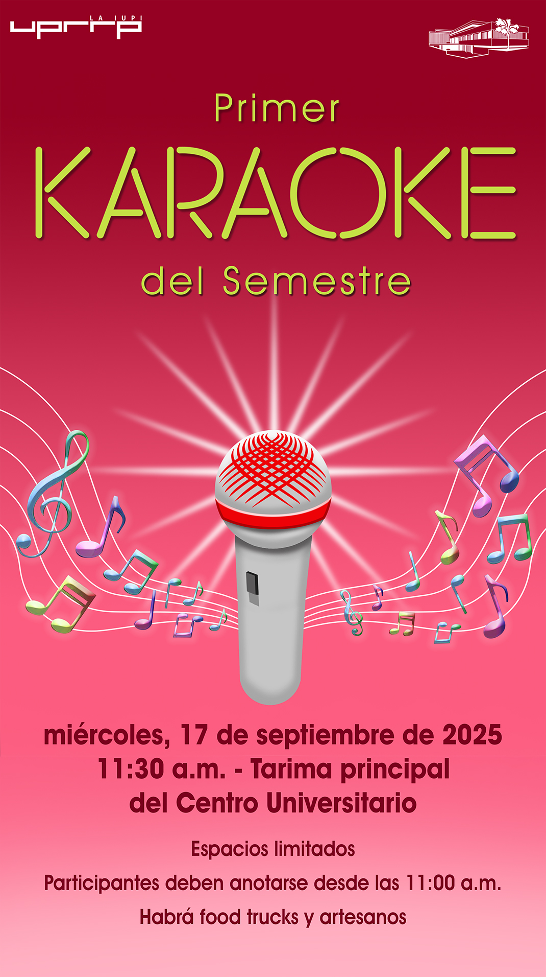 Primer Karaoke del Semestre el 17 de septiembre a las 11:30am en el Centro Universitario