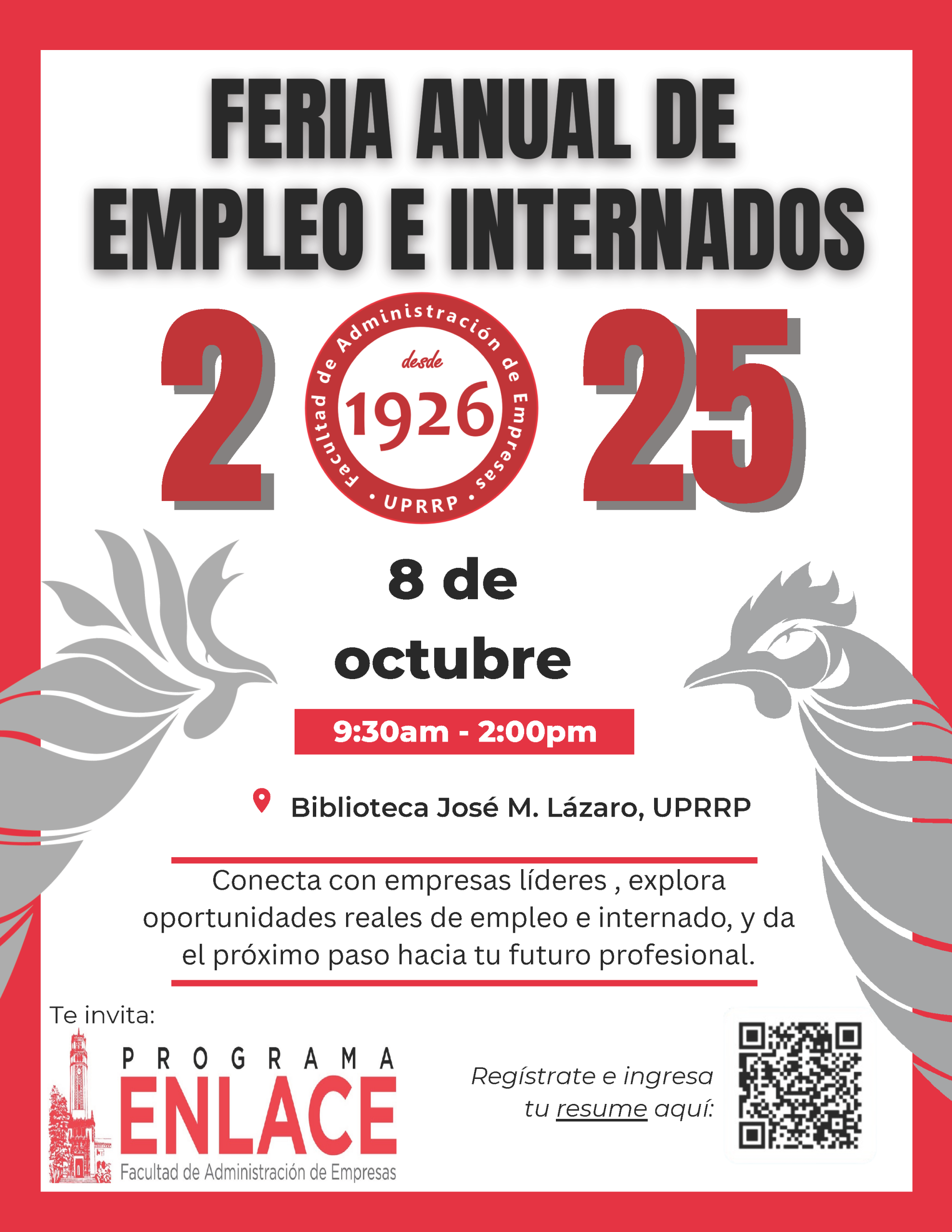 Programa ENLACE: Feria Anual de Empleos e Internados 2025 el 8 de octubre de 2025 en la Biblioteca Lázaro