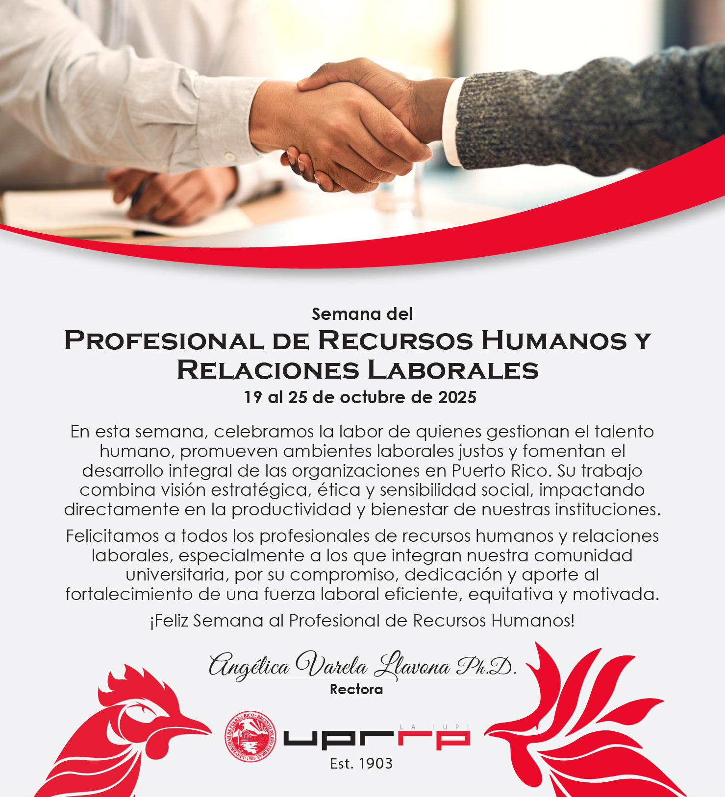 Felicitación en la Semana del Profesional de Recursos Humanos y Relaciones Laborales