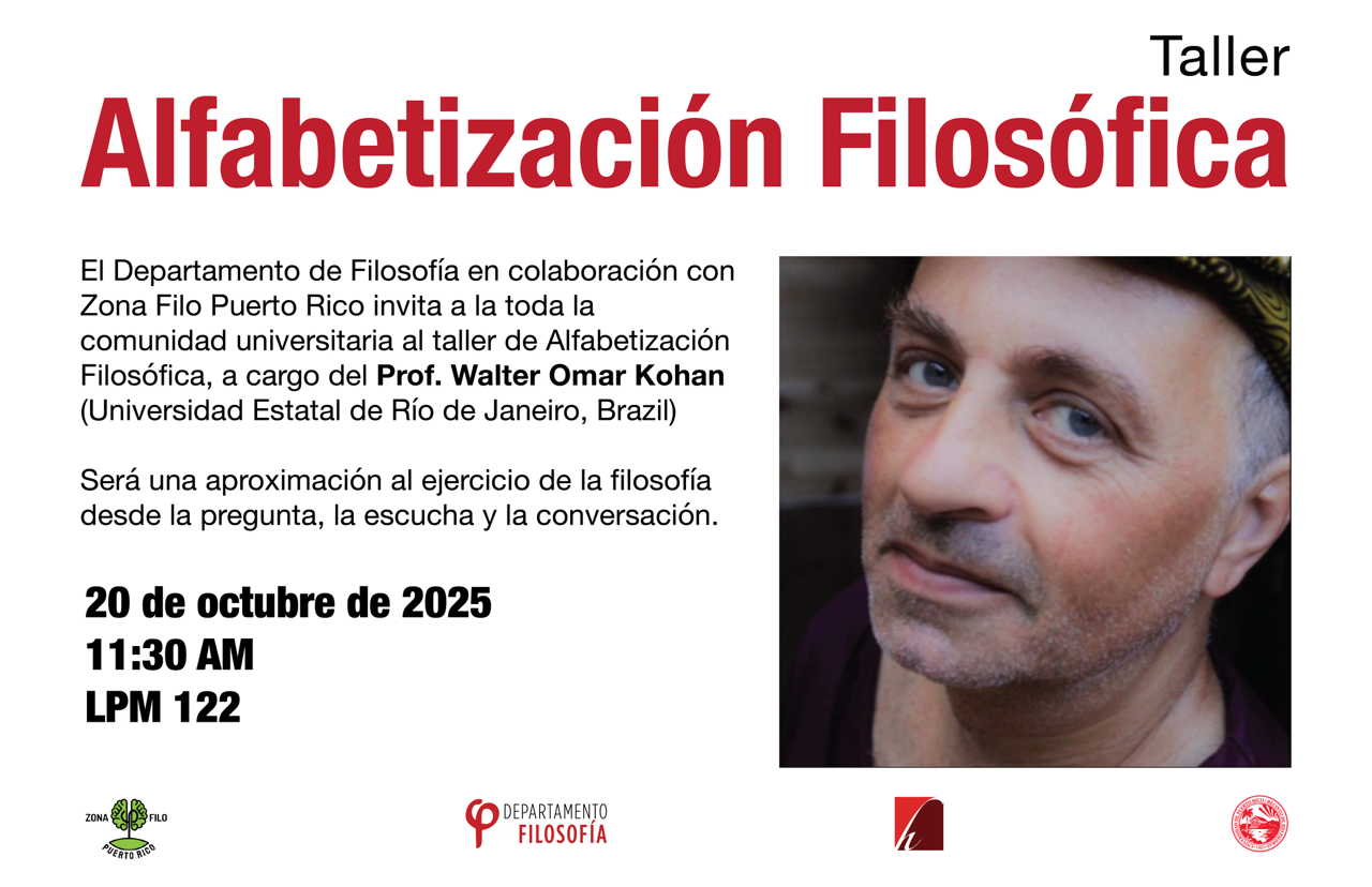 Taller de Alfabetización Filosófica el 20 de octubre de 2025, 11:30 AM en el salón LPM 122