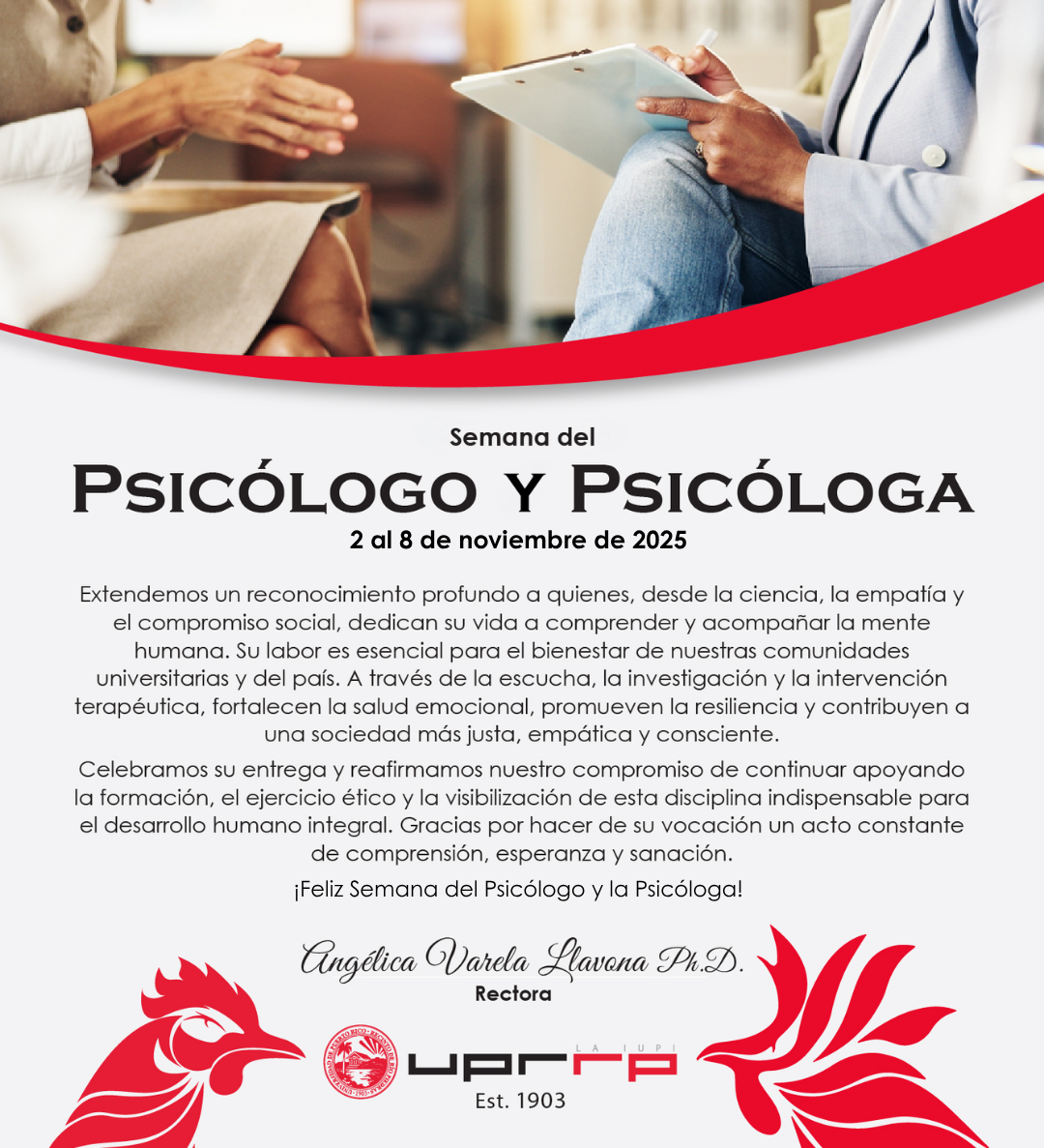 Felicitación en la Semana del Psicólogo y la Psicóloga
