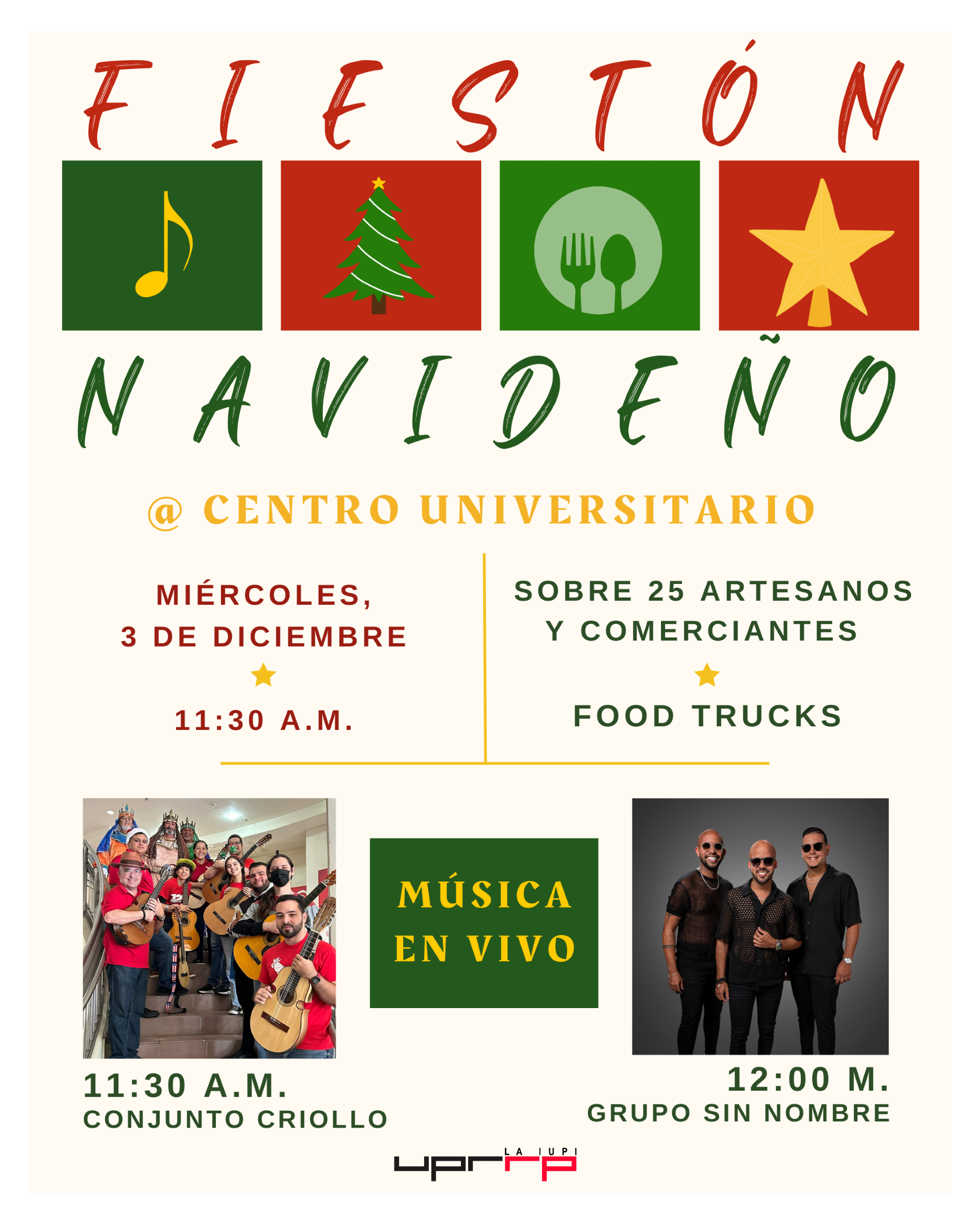 Fiestón Navideño en el Centro Universitario el 3 de diciembre desde las 9:00am
