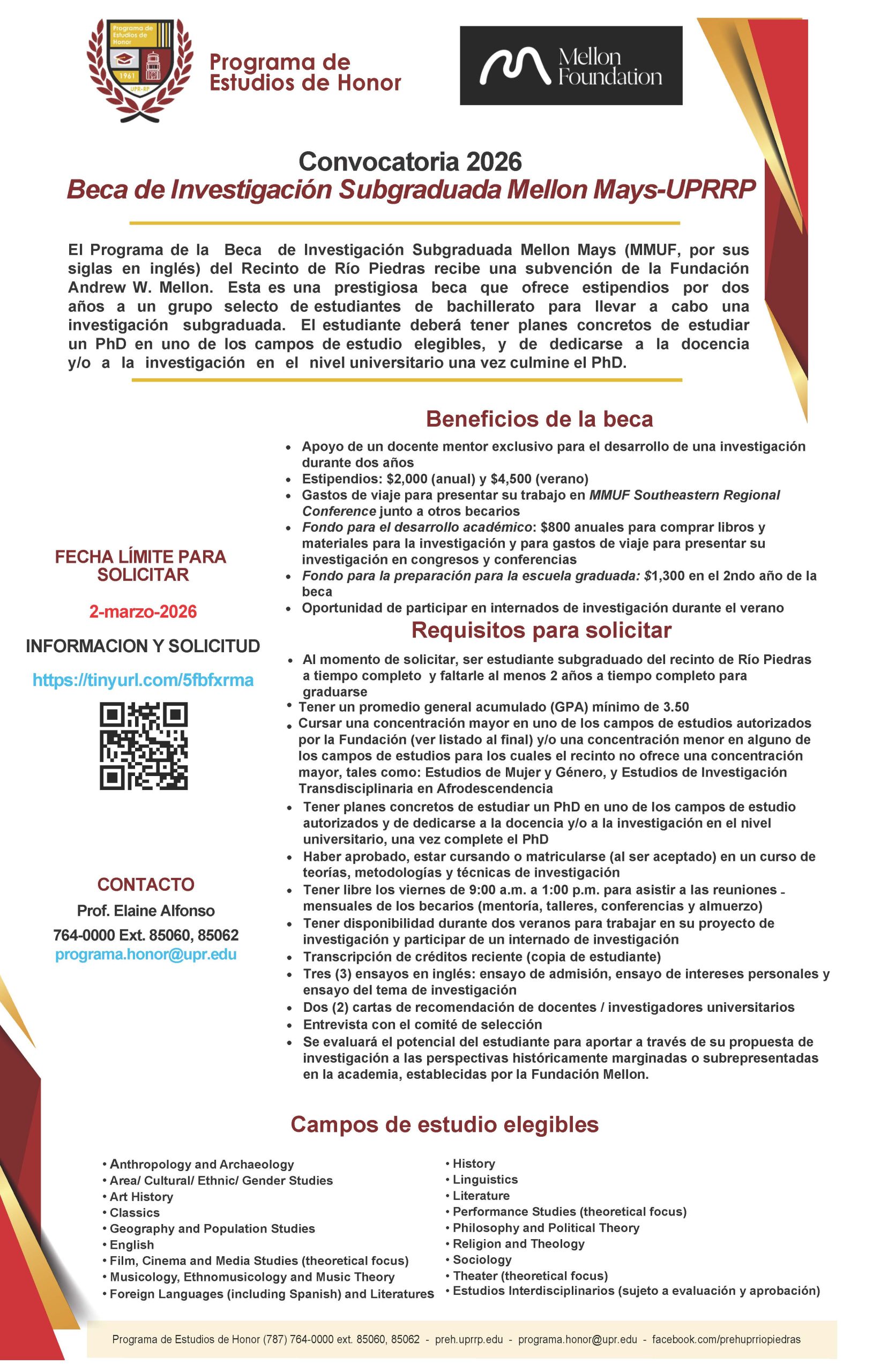 Anuncio de Solicitud de Beca Mellon Mays