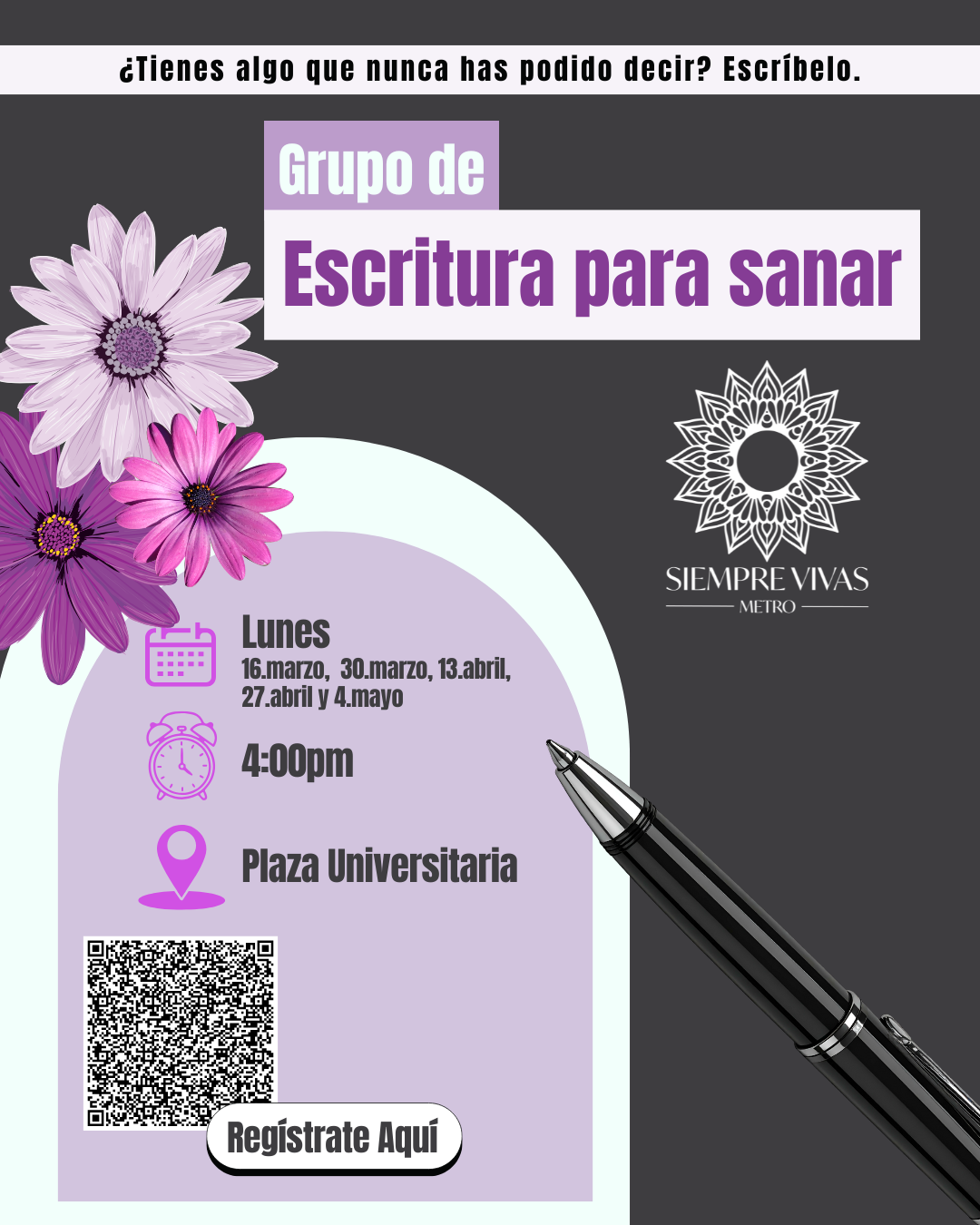 Anuncio del Grupo de Escritura para Sanar