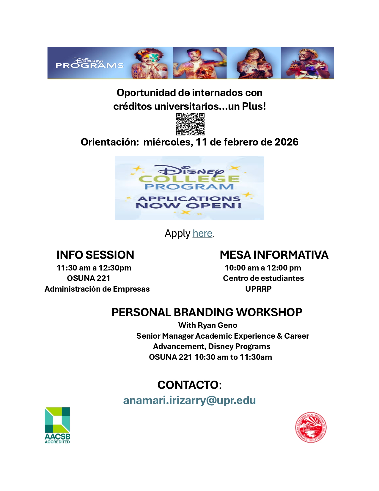 Orientación de oportunidad de internado del Disney College Program