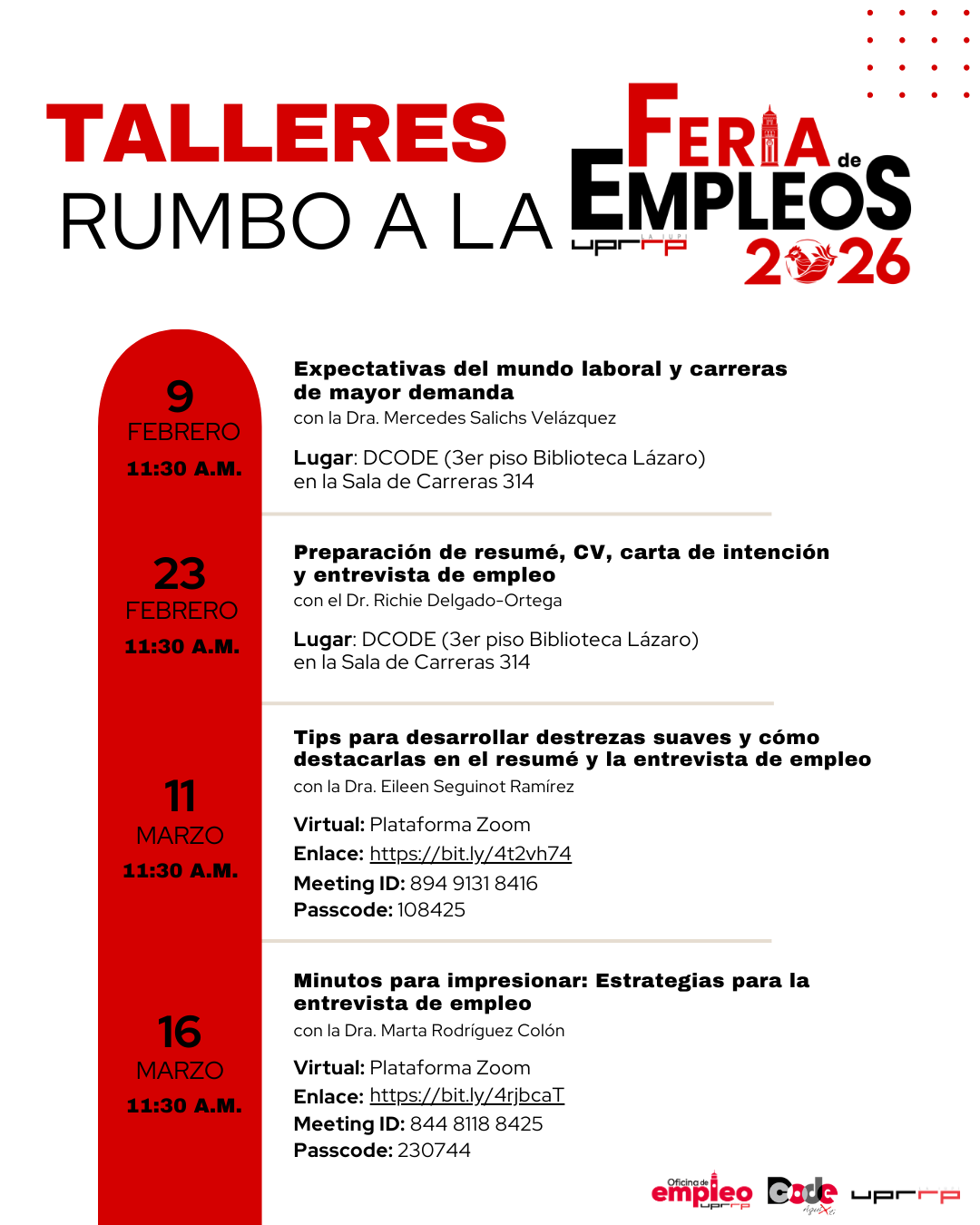 Anuncio de talleres rumbo a la Feria de Empleos 2026