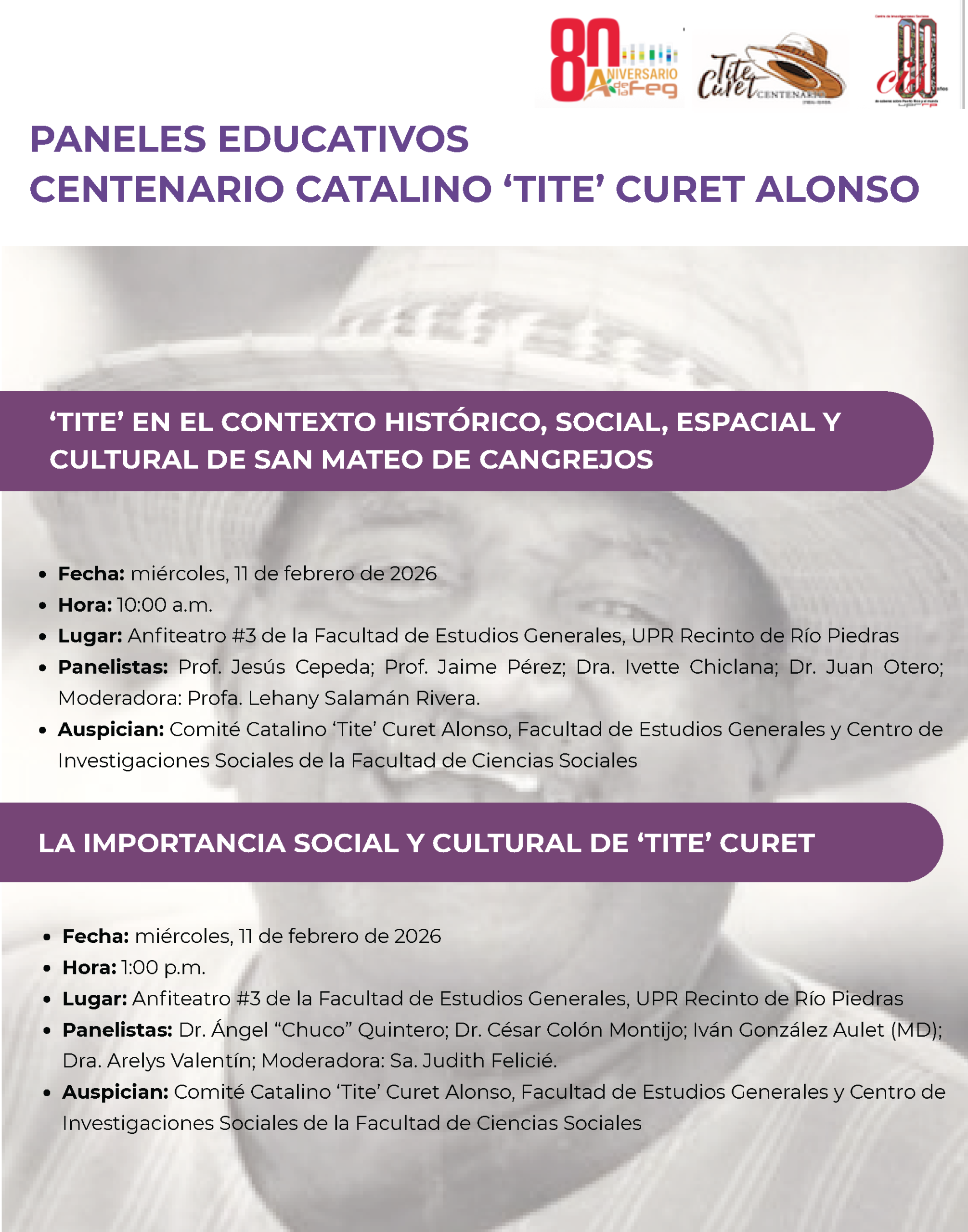 Aviso promocional sobre PANELES EDUCATIVOS
CENTENARIO CATALINO 'TITE' CURET ALONSO