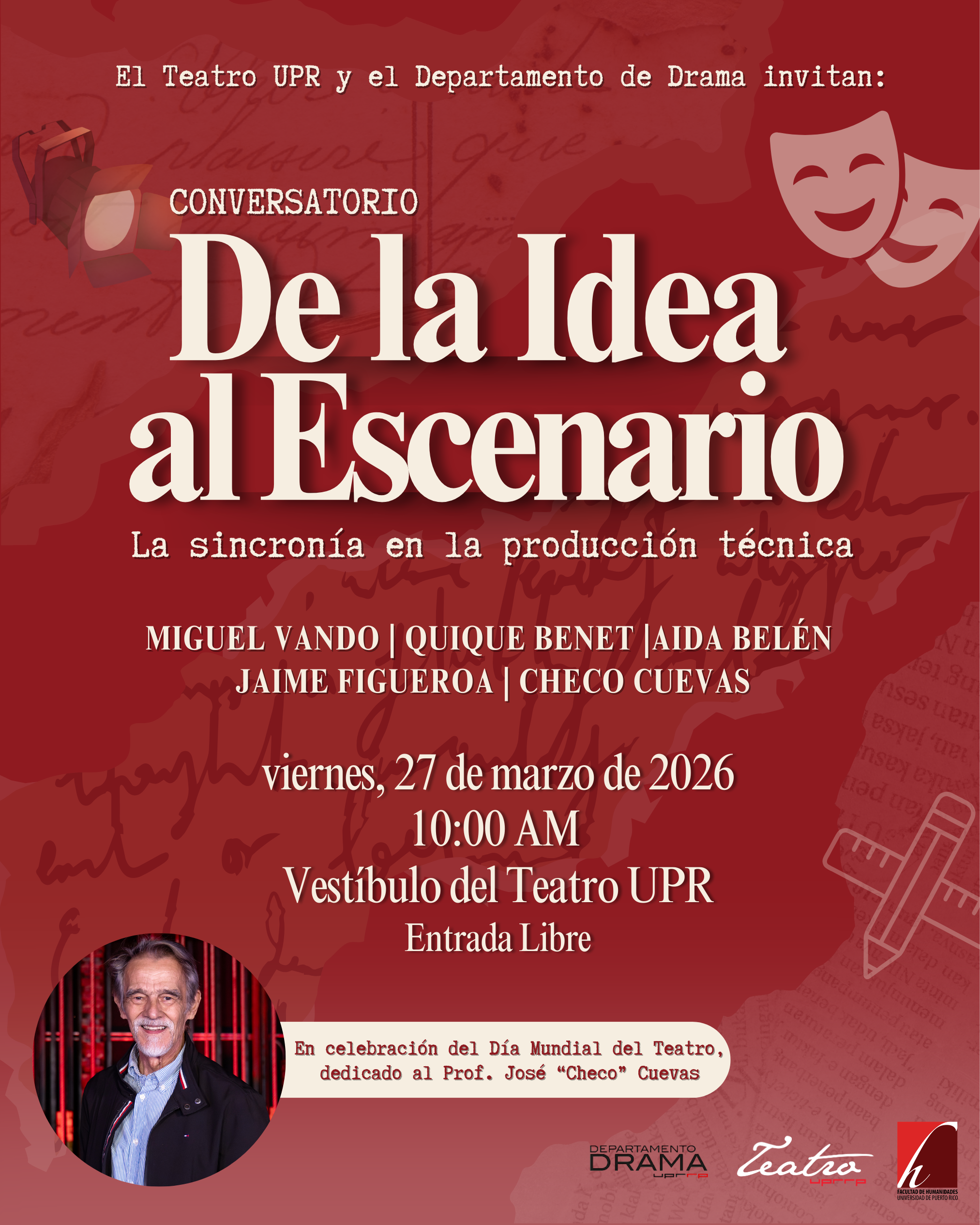 Anuncio del conversatorio De la idea al Escenario